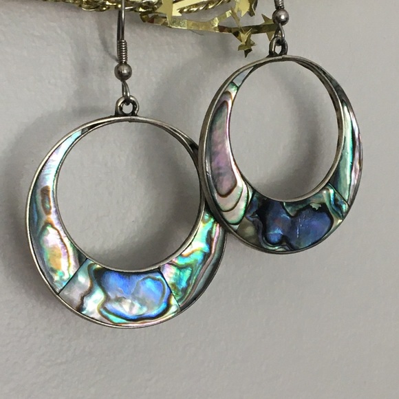 Silver abalone earings - Picture 2 of 3